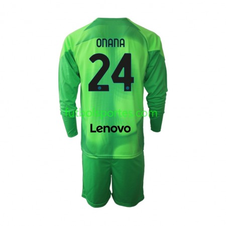 Camiseta Inter Milan Andre Onana 24 Portero Niño Tercera Equipación 2022/2023 Manga Larga